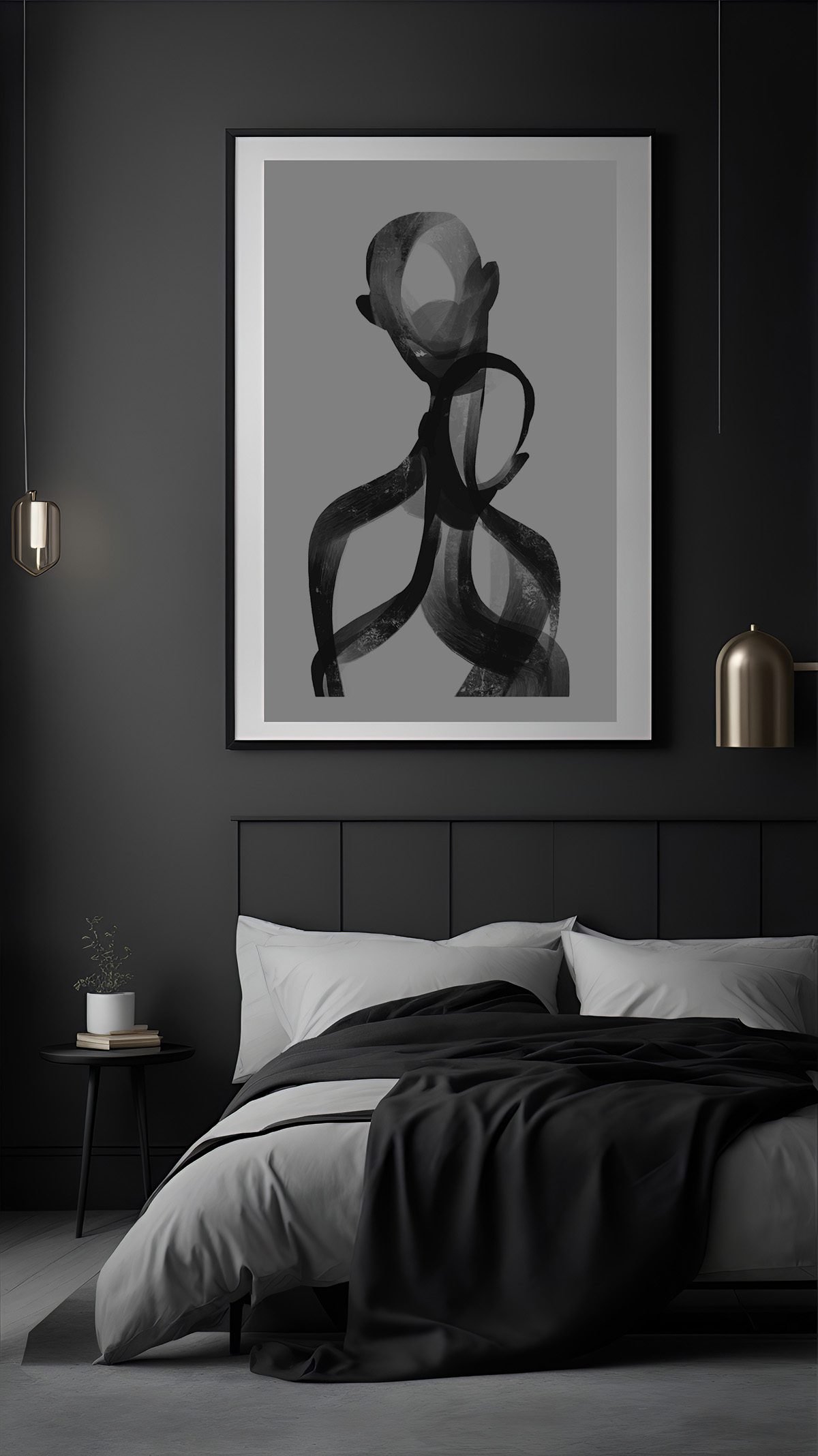 ogether monochrome Love Digital, Printable, Customizable, Black and White Modern Minimalist Pencil Wall Art