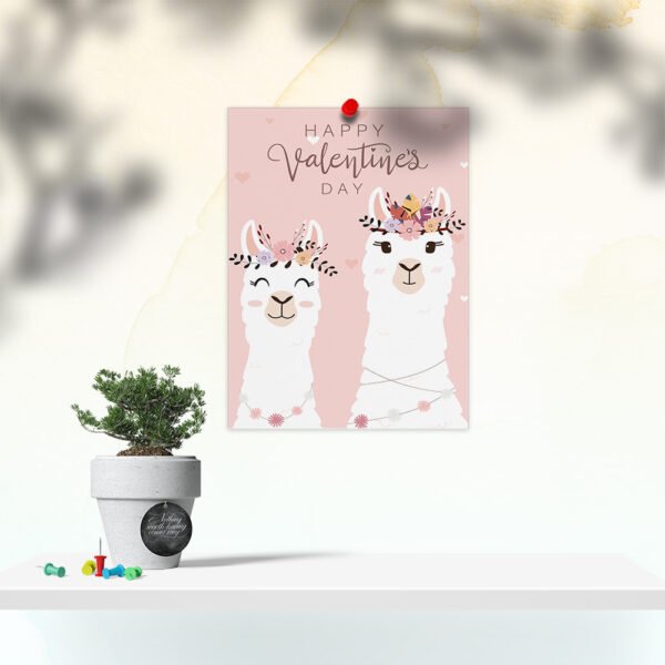 Happy Valentine's Day-Romantic Cartoon pink art in the wall