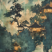 japandi wall art,Japanese theme, Hiroshi Yoshida style