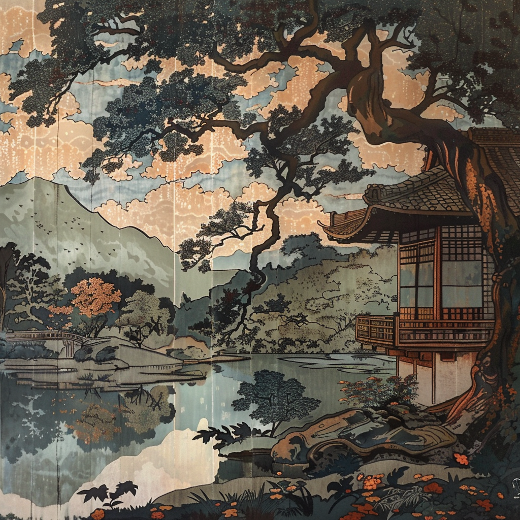 japandi wall art,Japanese theme, Hiroshi Yoshida style