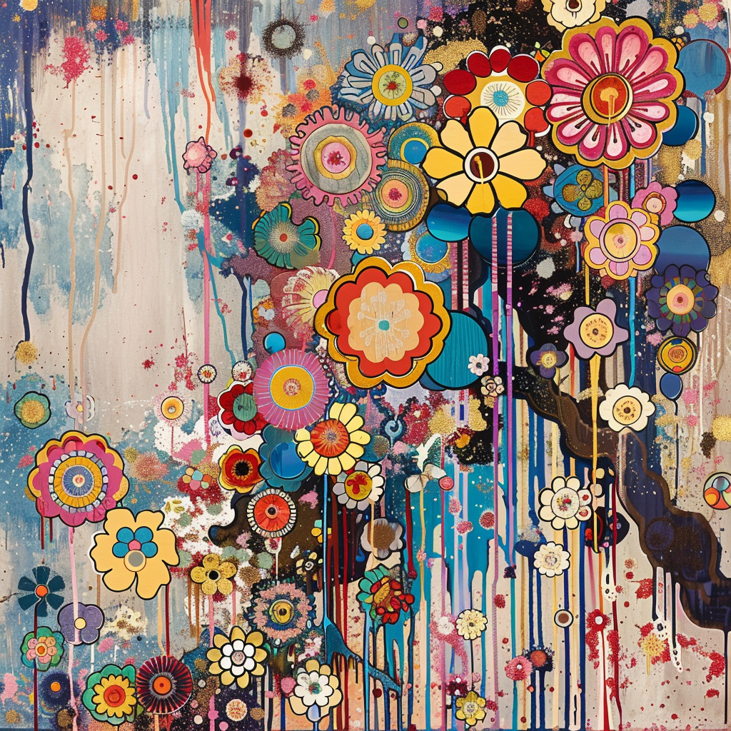 japandi wall art,Japanese theme, Takashi_Murakami style