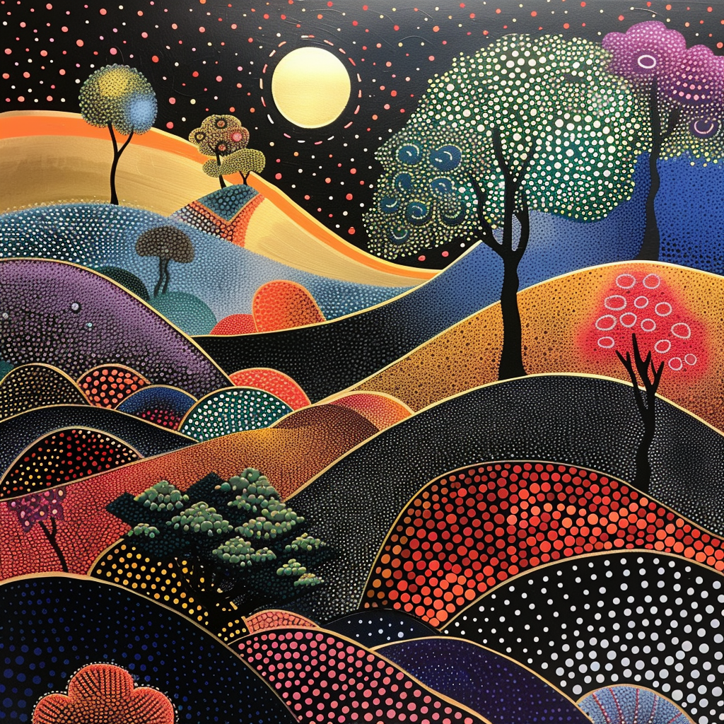 japandi wall art,Japanese theme, Yayoi Kusama style