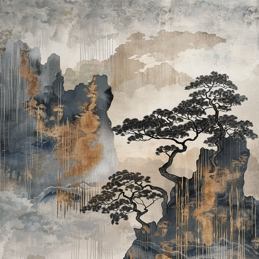 japandi wall art Hiroshi Senju style