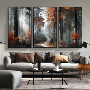webbloko triptych wall art in the living room with a winding fo 9c72aad0 e845 420e b351 ee8d3a7120f5