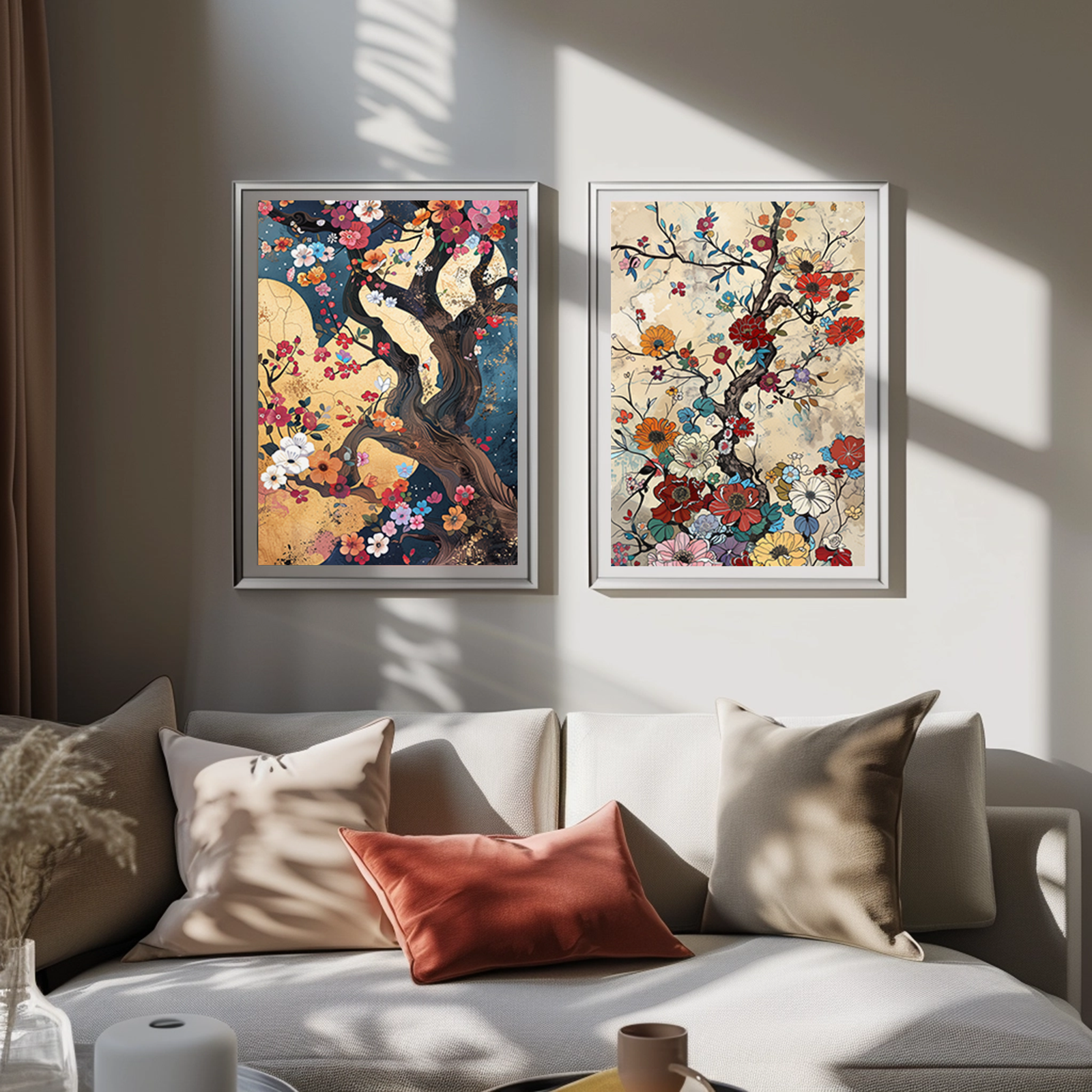 Colorful Japanese Wall Art Set of 5 Prints