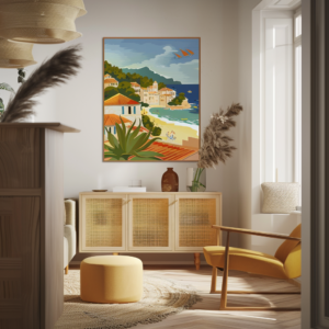 webbloko A retro poster of the French Riviera showcasing vibr 615719e7 50fe 4f9f 866f e8c4f588c2ec 3