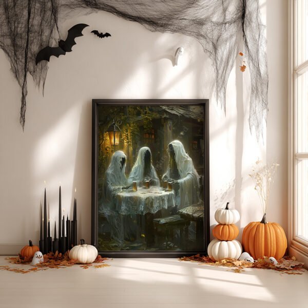 Funny Halloween Ghost Art – Whimsical Pub Night for Spooky Season - Image 2