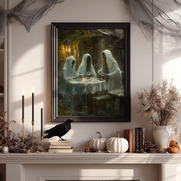 Funny Halloween Ghost Art – Whimsical Pub Night for Spooky Season - Image 4