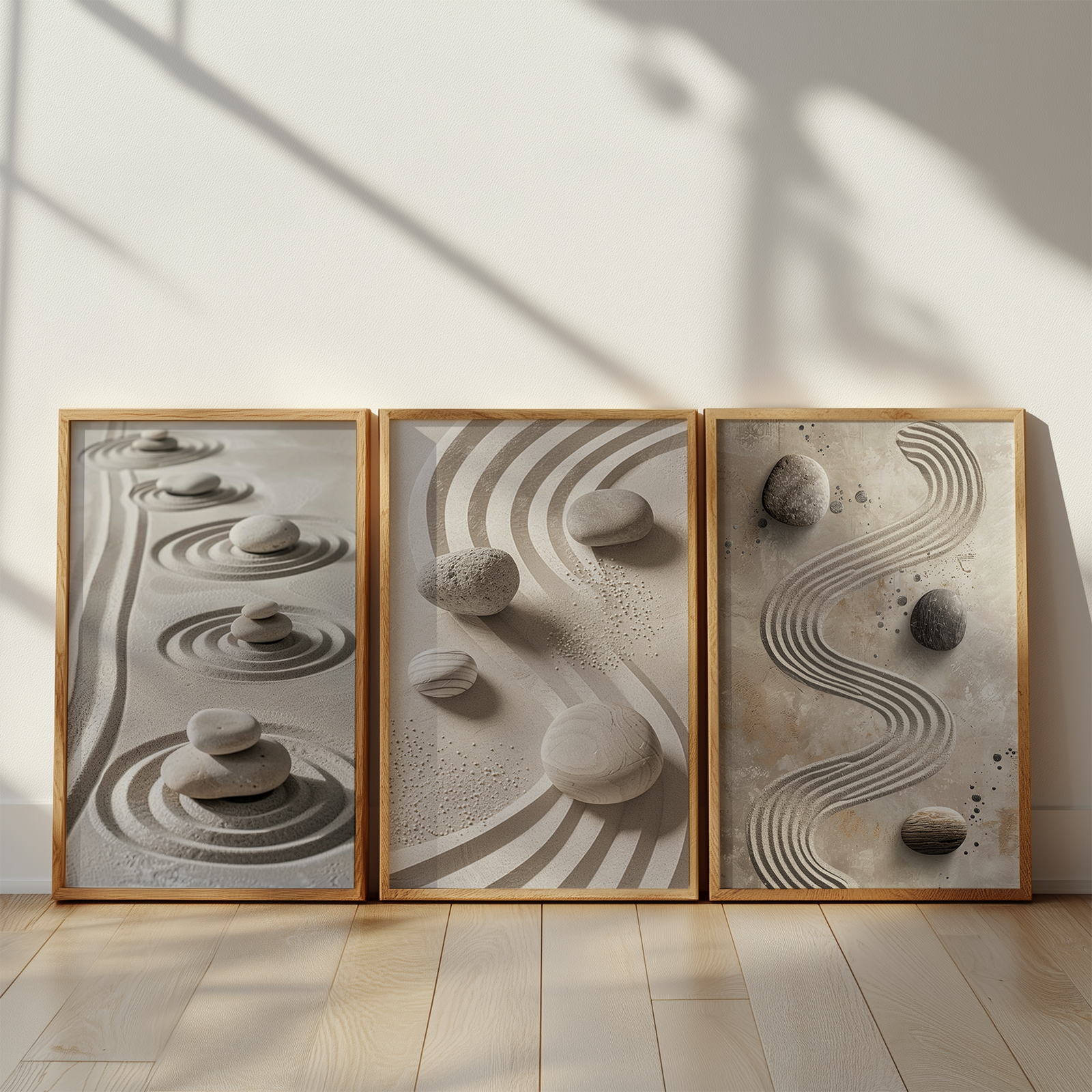 Zen Garden Print – 3-Piece Japandi Minimalist Wall Art for Tranquility & Modern Decor