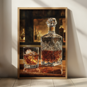 Bourbon Wall Art – Bold Vintage Whiskey Poster for a Timeless Bar Vibe