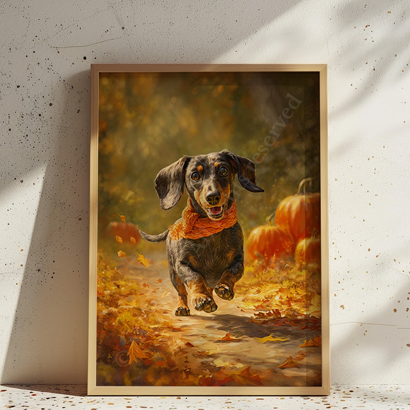 Autumn Dachshund Wall Art – Cozy Forest Dog Printable